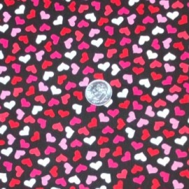 Brothers & Sisters Red & Pink Hearts on Black Fabric by Brothers & Sisters, BTHY, Valentine Print