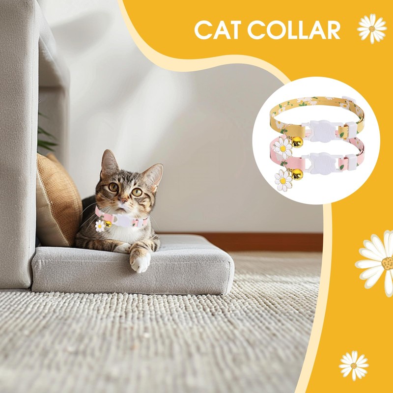 LFCFBH 2 PCS Soft Cat Collar with Bell, Adjustable Flower