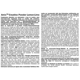 AMIX Kreatin monohydratisiertes Kraftgetränk - Kreatin -Essen ergänzt das Trinken, verbessert die körperliche Leistung, erhöht die Kraft und Muskelkraft bei Sportlern, Lima Limón 360 gr.