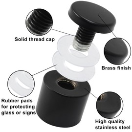 Zorveiio 1" x 1" Sign Standoff Screws 4 Pcs Wall Standoff Mounts, Acrylic Standoff Screws Glass Standoff Acrylic Wall Mount Hardware Kit for Glass Acrylic Signs Boards, Black