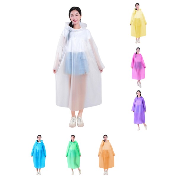 [E&K726] Kappa Raincoat, Rain Poncho, Colorful, Pocket Size, 7 Pieces,
