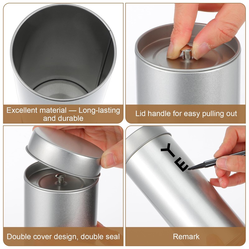 MAQUITA 6 Pack Tea Tin Canister with Airtight Double Lids,