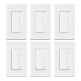ELEGRP Dimmer Switch, Digital Dimmer Light Switch for LED Lights 150W, INC/HAL 450W, Single Pole LED Dimmer Switch, Needs Neutral Wire, Wall Plate Included, UL Listed, 6 Pack, Matte White