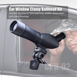 SUNWAYFOTO CPH-02 Car Window Mount Adjustable Vehicle Clamp Mount with Tilt Pan Head Compact for Spotting Scope Monocular Binocular Telescope SLR Camera with Arca Plate，Load 11lbs.(5kg)