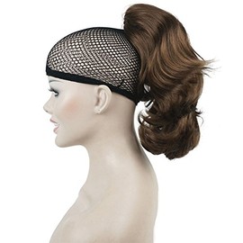 Lydell 12" Dual Use Straight Curly Styled Clip In Claw Ponytail Hair Extension Synthetic Hairpiece 125g with a jaw/claw clip (Medium Golden Brown)
