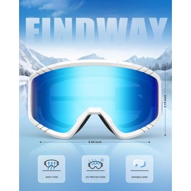 Findway Ski Goggles Snowboard Goggles for Glasses Wearers Men Women Adults Teenagers OTG UV Protection Compatible Helmet Anti Fog Adult Ski Goggles for Skiing/Skating/Snowmobile