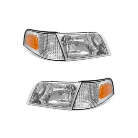 AXLAHA for 1998-2011 Ford Crown Victoria Headlights Chrome Pair