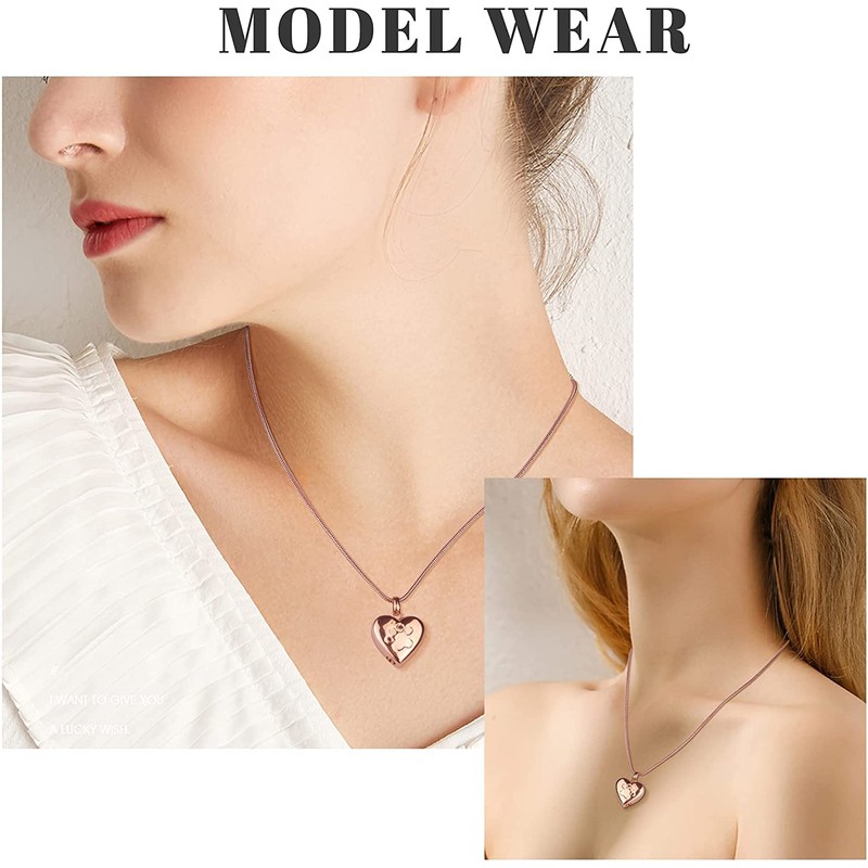 Milacolato Urn Chain for Ashes Pendant Paw Print Pet Heart