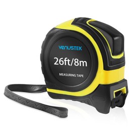 VENUSTEK Retractable Tape Measure 8m 26Ft,Professional Measuring Tape with Metal Belt Clip & Wide Blade,Metric & Imperial Measurement for home users,renovations,Construction.