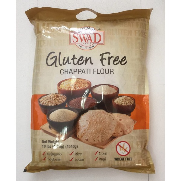 Swad Gluten Free, Wheat Free Multi-Grain Flour - 10lb., 4.5kg, Light Brown