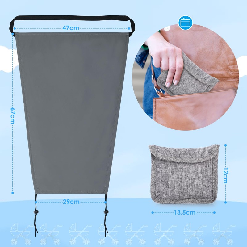 Bighan Universal Awning for Prams, Sun Protection with UV, Flexible