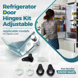 Refrigerator Door Hinges Kit Adjustable, 5303918455, for Frigidaire/Electrolux Refrigerators