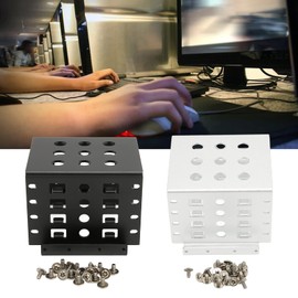 Nicoone 4 Bay 2.5 Inch HDD Mounting Rack, Aluminium Alloy HDD Metal Bracket, Supports and IDE Connector, Hard Drive Cage for 2.5 Inch IDE HDD SSD Silver (Black)