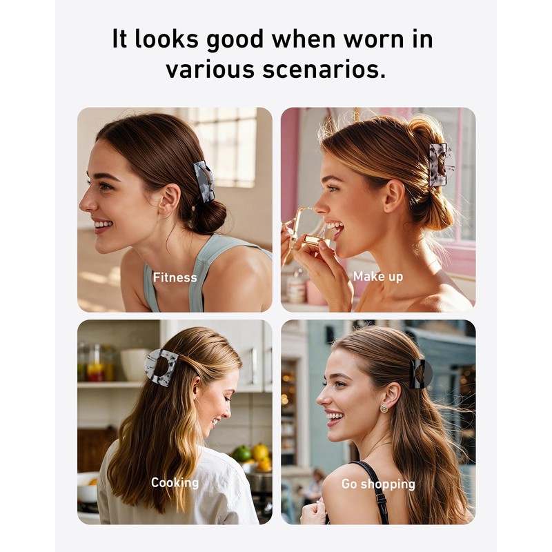 6 Pack Elegant Hair Claw Clips for Women – Durable
