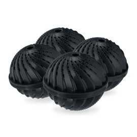Relaxdays Sfere per Lavatrice, Set da 4, Palle per Lavaggio Senza Detersivo, Alternativa Ecologica, Palline Bucato, Nero