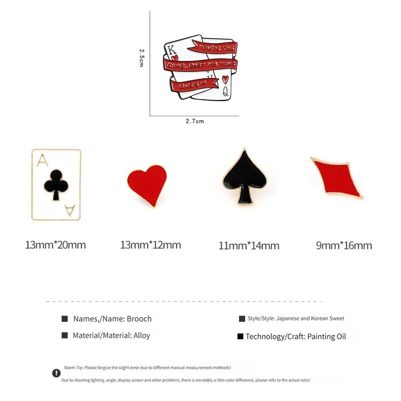 VEINTI+1 Poker Pins Enamel Brooch Set Abstractionist Royal Flush Queen