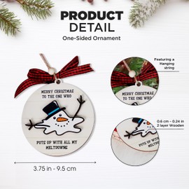 Christmas Ornament 2024, Funny Ornaments 2024, Merry Christmas to The One Who Put Up with All My Meltdowns, Funny Ornament for Best Friend, Ornament for Coworkers, White Elephant Gifts for Coworker