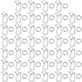 NILLOS Tibetan Silver S Hook Ring, 40 Sets S Ring Toggle Clasps for Jewelry Making