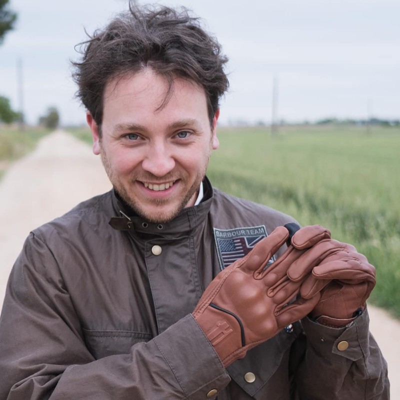 Harssidanzar Motorcycle Gloves for Men,Leather Touch Screen Riding Driving Gloves