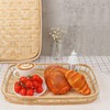 Geytetqi 4 Pack Rectangular Bamboo Wicker Woven Tray with Handle,