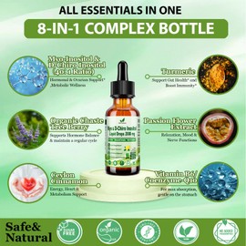 Myo & D-Chiro Inositol Supplement For Women, 40:1 Ratio Inositol Complex w. Multivitamin Chasteberry for Hormone Balance, Ovarian & Cycle Health* Liquid Drops 6x Stronger than Pills Powder