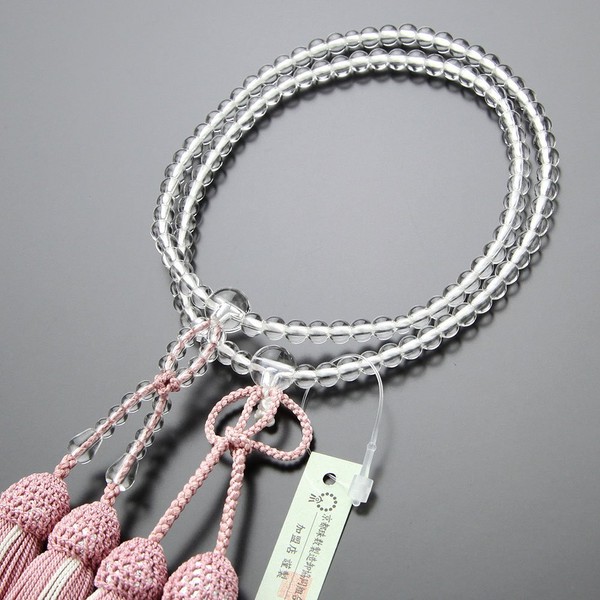 Pure Land Buddhist Buddhist Prayer Beads for Women, 8 inch Genuine Crystal, Pure Silk Basso, Kyoto, April Birthstone, 108 Beads, 8 Size, 2 Tiers, Buddhist Services, Funeral, Memorial Service, My Prayer Beads 102780011, Gift for Buddhist Purposes