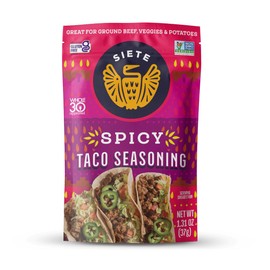 Siete Spicy Taco Seasoning Mix | Gluten Free | Vegan | Paleo | Preservative Free | Whole 30 Approved (6 Packets) 42 Servings