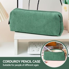UNIANE Corduroy Fabric Pencil Case Small Pencil Case Girls Pencil Case Small Pencil Case for Adults Teenagers Pencil Case with Zip Cosmetic Organiser Pencil Case, Green, aesthetic pencil case