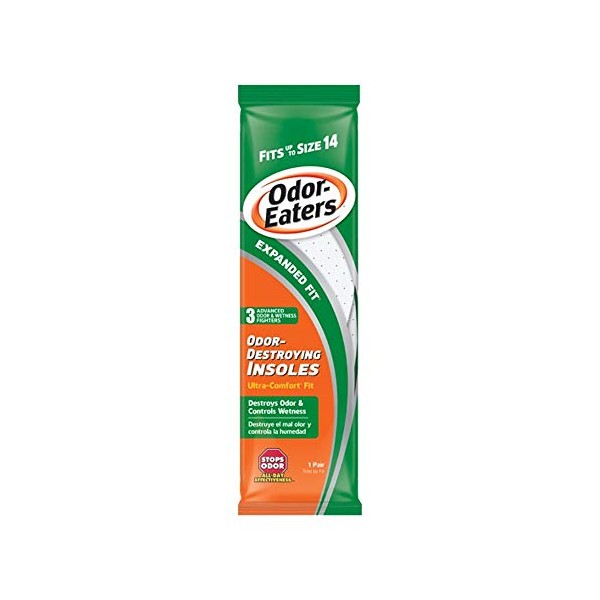 Odor-Eaters Odor-Destroying Insoles – Ultra-Comfort Fit, Expanded Fit, Fits Up