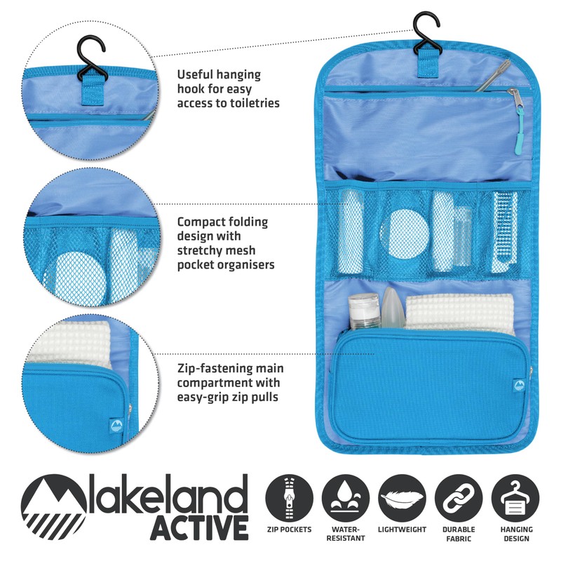 Lakeland Active Eskdale Fold Out Hanging Travel Toiletry Bag for