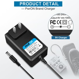 PwrON Charger for Zoom AD-16A/D, 9V AC Adapter Compatible with Zoom Guitar Pedals G1on, G1Xon, G2Nu, G2.1Nu, G3, G3X, G5, G1N, G1XN AD-0006A/D RhythmTrak RFX-300 Multi Effects Power Supply