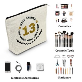 YULUENZE Birthday Gifts 13th Birthday Golden Shining Remember You Are Braver Stronger Smarter Beautiful Happy 13-Year-Old Birthday Gift for Women Friends Sisters