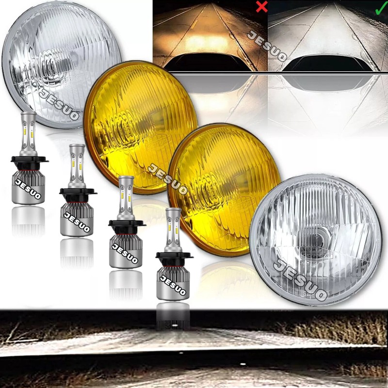 JESUO 4PCS 5.75" LED Round Headlights High/Low Beam for Dodge
