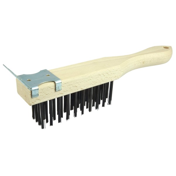 Weiler 44069 0.012" Wire Size, 5-1/2" Brush Length, 11-1/2" X 1-1/2" Block Size, 4 X 11 No. Of Rows, Steel Bristles, Heavy-Duty Scratch Brush With Scraper