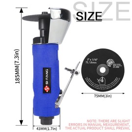 Baisiky 3 Inch Air Cut Off Tool, Equipped with 5-Pieces 3" Cutting Disc Set, Pneumatic Metal Sheet Cutting Tool,2000RPM
