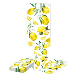Kotkiddy 20 Zitronen Servietten Rechteckige Einweg Gelbe Zitrusfrucht Gasttücher für Küche Badezimmer Teeparty Babyparty