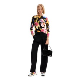 Desigual Women's Flat Knit Thin Gauge Pullover Sweater, black