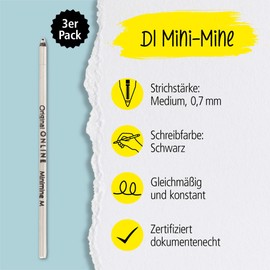 Online 3x Multifunktions-Kugelschreiberminen D1-Format Strichstärke M (mittel) von Online, auch für Lamy, Rotring, Schneider, Cross etc, Internationale Standard Mine, dokumentenecht, Schreibfarbe schwarz