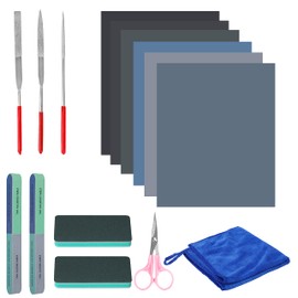 BELLE VOUS Epoxy Resin Accessory Set Epoxy Resin Polishing (15 Pieces) - Epoxy Resin Set Beginners Including Files, Tool, Sandpaper, Cloth, Scissors - Resin Resin Accessories for Jewellery Making