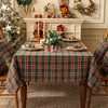 Softalker Christmas Checkered Tablecloth Rectangle - Green Buffalo Plaid Linen