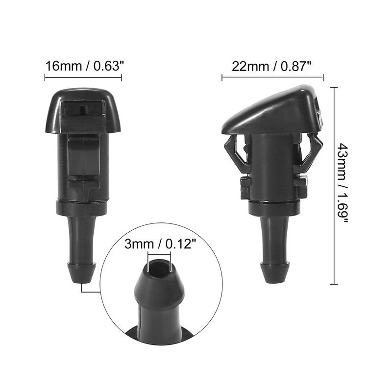 X AUTOHAUX Set of 2 car windscreen wipers, washer nozzles,
