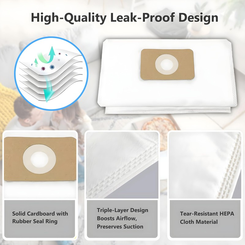 4 Pack Premium Central Vacuum Bags Compatible with Nuera Filtre