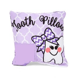 Bunnies and Bows Quatrefoil Tooth Fairy Pillow with Tooth Fairy Dust (Purple)