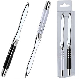 Pack of 2 Letter Openers, Photway Letter Opener, 16 cm, Elegant Metal Letter Opener, Robust and Durable, Scientific Design, Comfortable to Hold for Fun, Paper Cutting (Silver, Black)