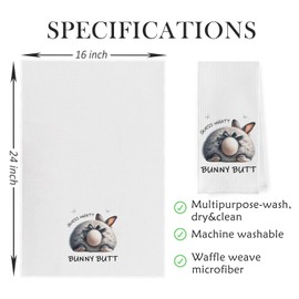 Geqtt Funny Bunny Dish Towels - Easter Gifts Decorative Waffle Weave Kitchen Towels, Coquette Bunny Butt Hand Tea Towels, Easter Gifts (16×24 Inches)