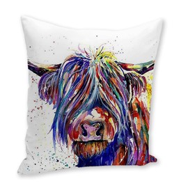 Cushion Cover Highland Cow Decorations Scottish Gift for Women Pillow Cover Highland Cow Gifts for Women, Highland Cow Cushion Covers Throw Pillow Case Decor Home Livingroom Couch Sofa 45x45cm