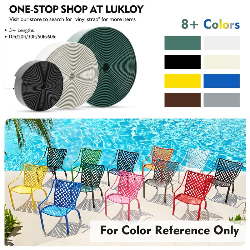 LukLoy 2" Wide 20ft Long Vinyl Straps for Patio Chairs