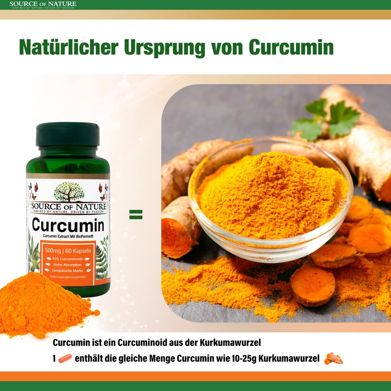 Source of Nature® Curcumin 500 mg, 60 capsules, 2-month supply,