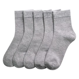 SERISIMPLE Women Thin Bamboo Socks Crew Lightweight Above Ankle Casual Dress Sock For Ladies Bootie Trouser 5 Pairs (Grey, Medium)