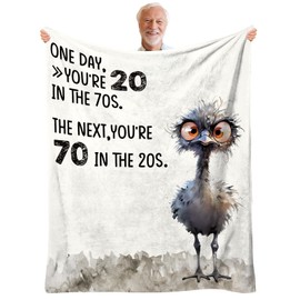 HEIFAM Funny 70th Birthday Gifts for Women Men, Gifts for 70 Year Old Woman, 1955 Birthday Gifts for Dad, Mens 70th Birthday Gift Ideas for Dad Blanket, 70th Birthday Blanket, 50''x60''